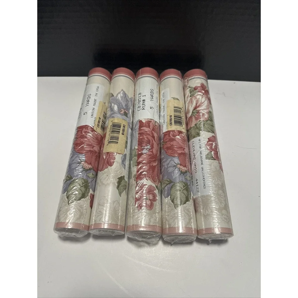 5 Vtg Floral Wallpaper Borders Beautiful Sealed Shelbourne Wallcoverings 5 Rolls